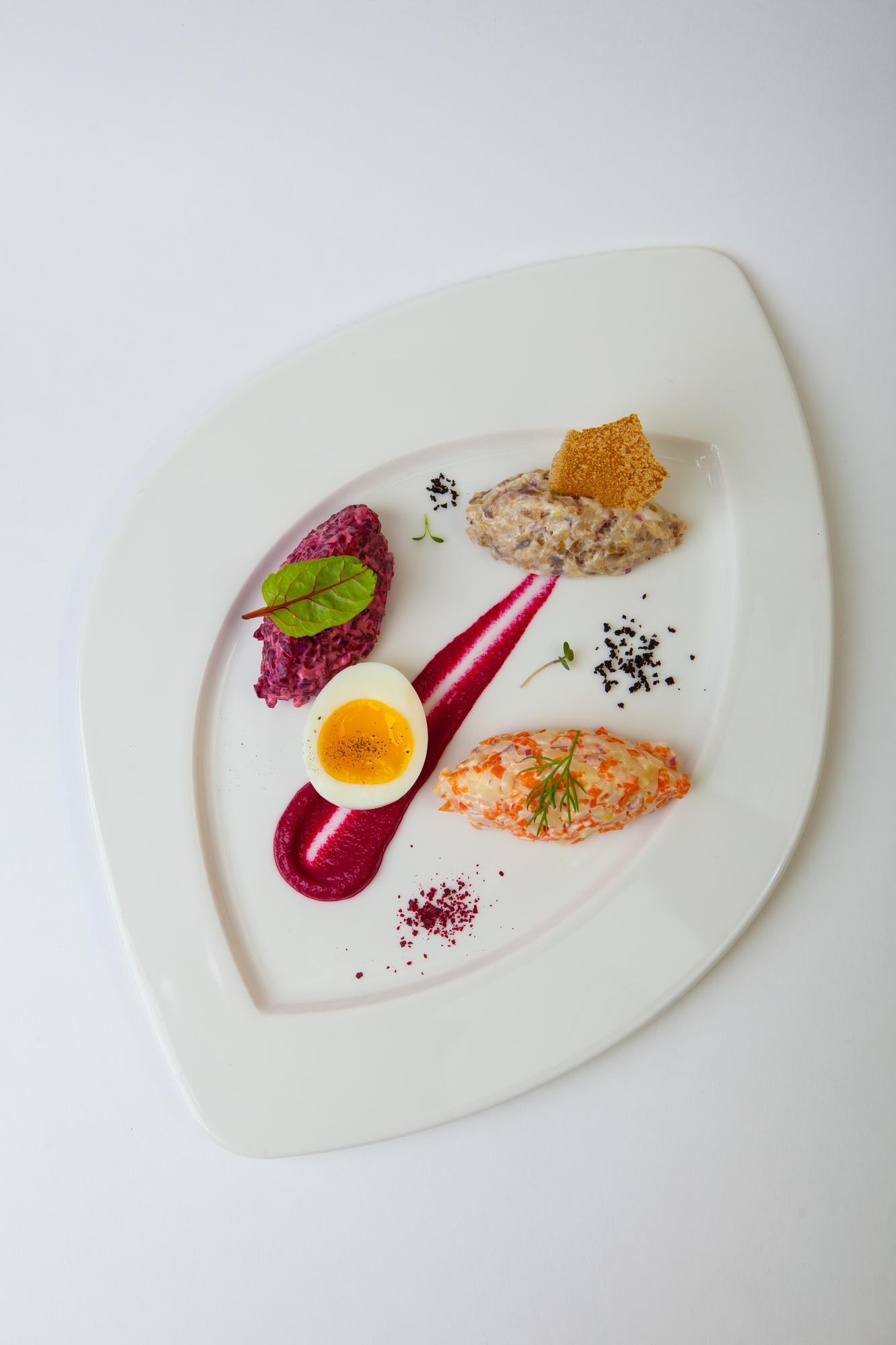 Close-up plated dish finished in workshop
